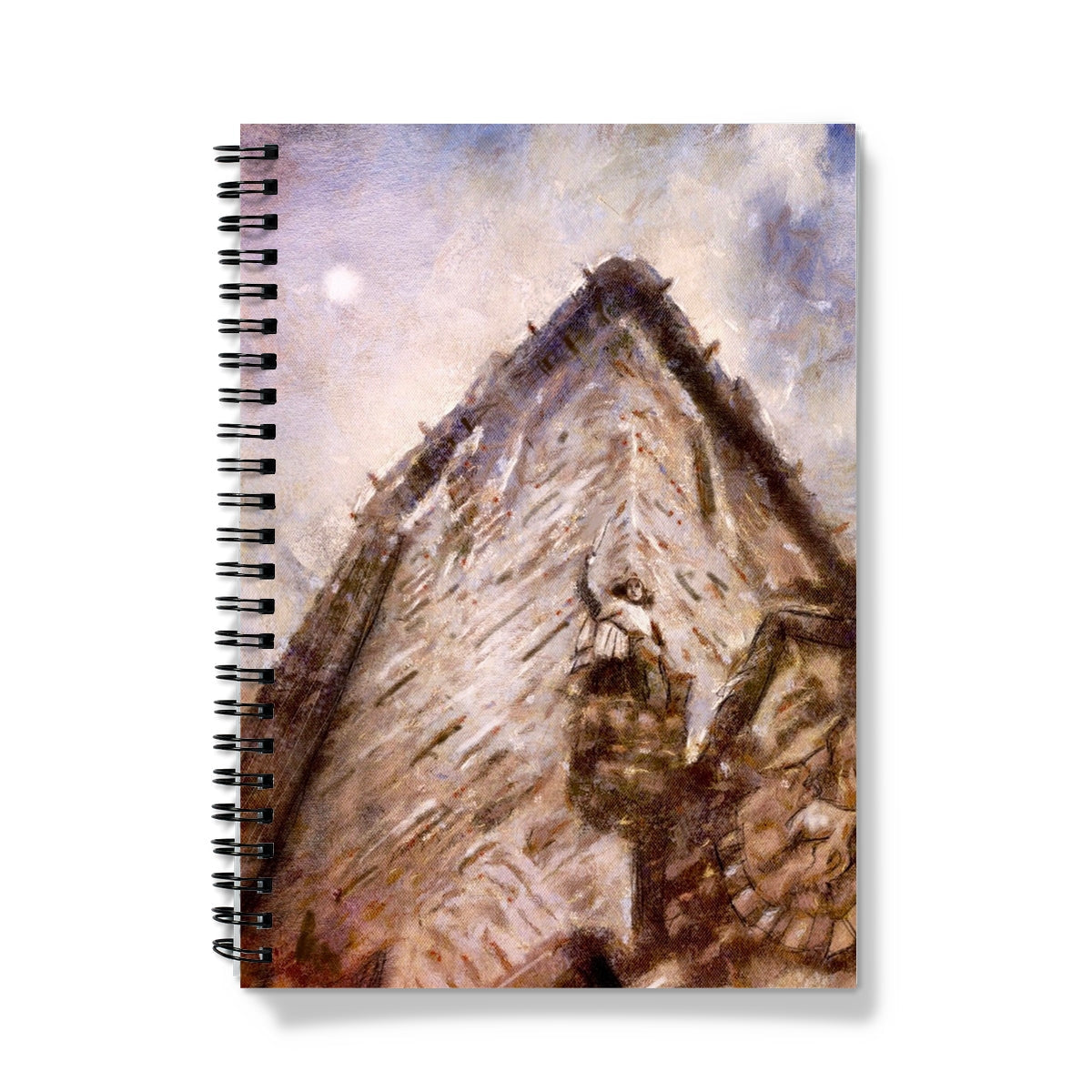 Wallace Monument Moonlight Notebook with oil painting of a building’s sharp peak under clouds