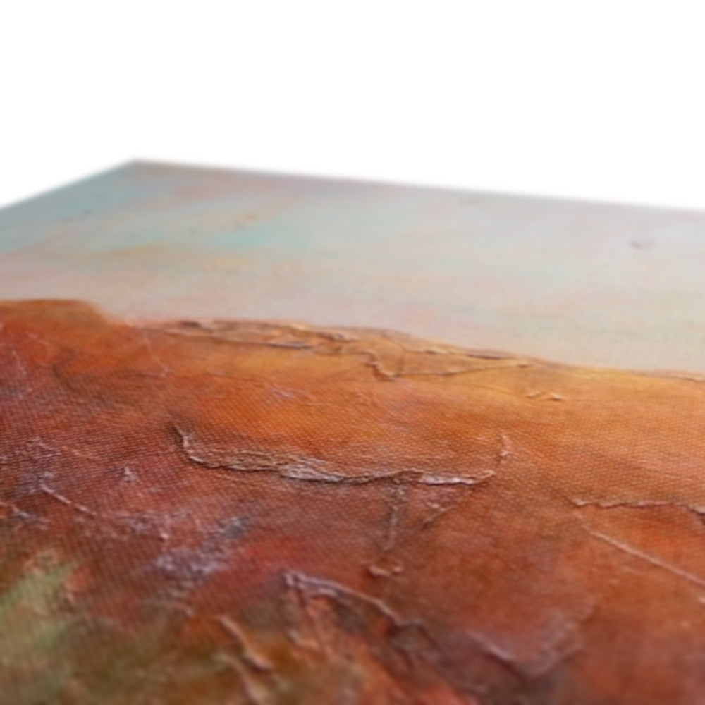 Textured abstract painting with warm earthy tones displayed on The Wallace Monument From Stirling Castle Canvas