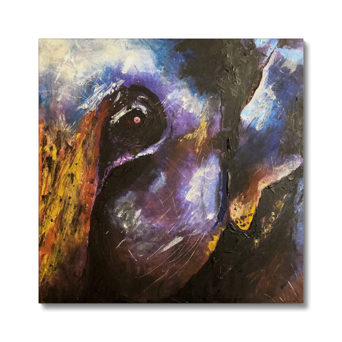 Purple Owl Plush Toy in Watchful Elephant Canvas Print