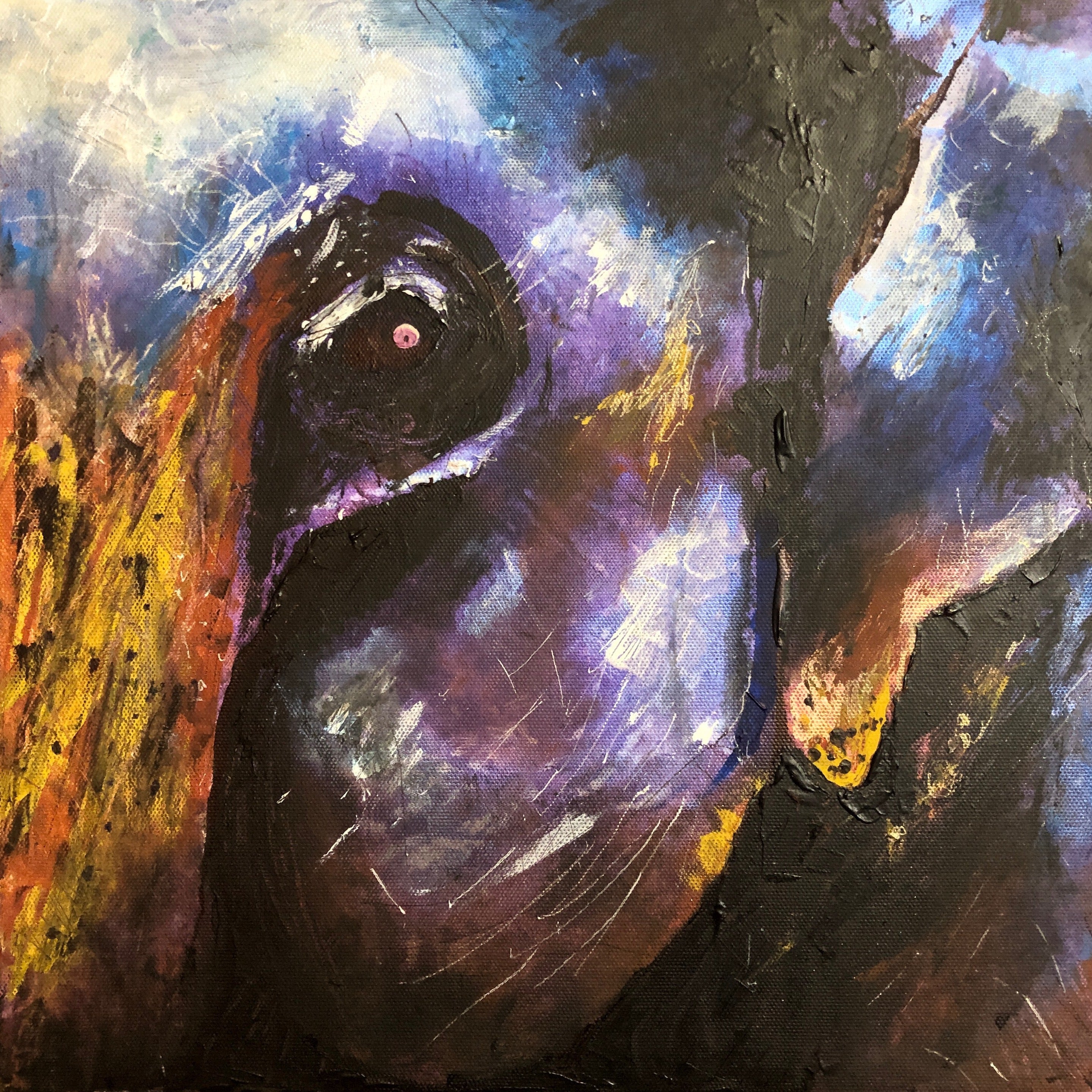 Abstract animal portrait artwork from The Watchful Elephant Original Painting