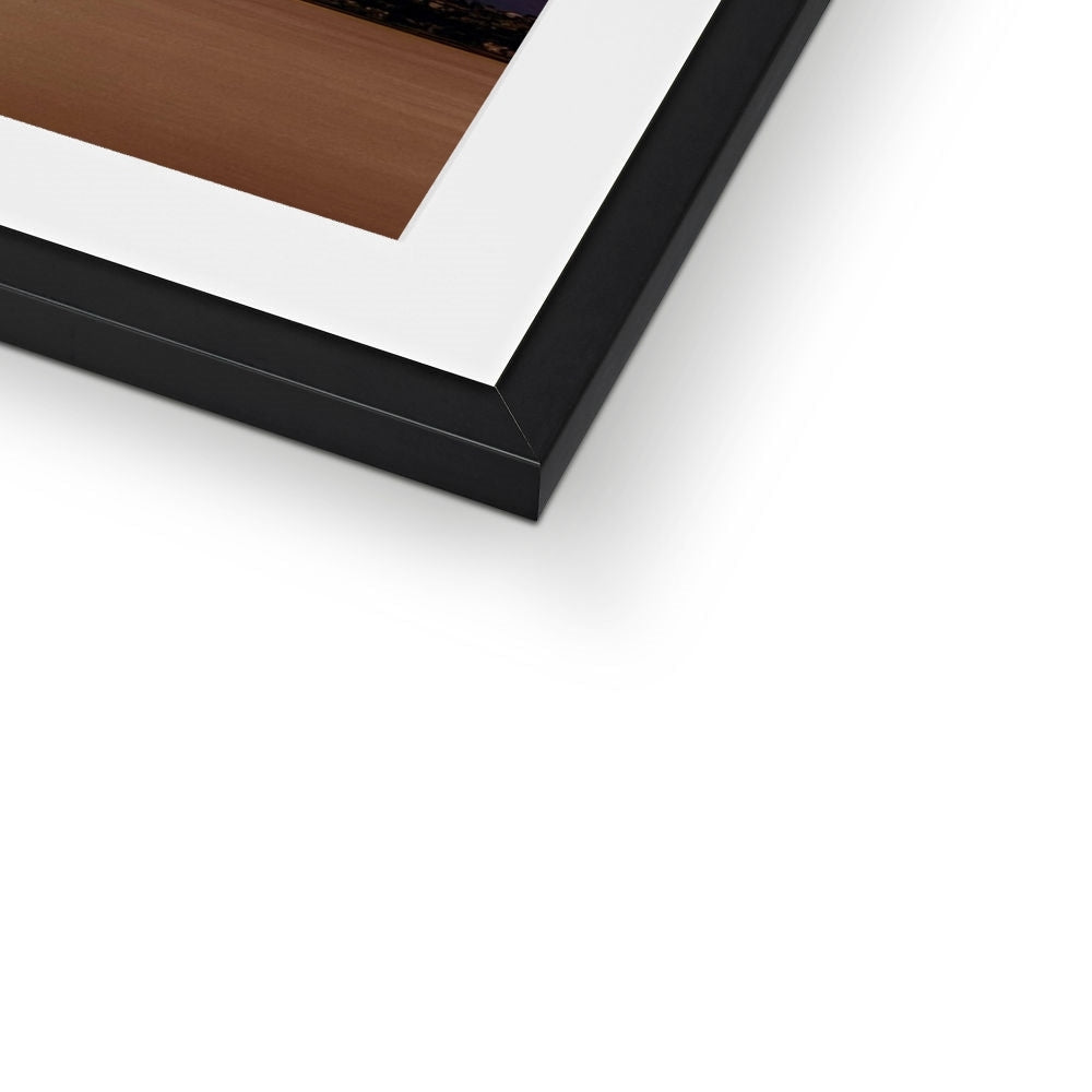 Black matte frame with white mat and brown Waverley on Clyde II art print