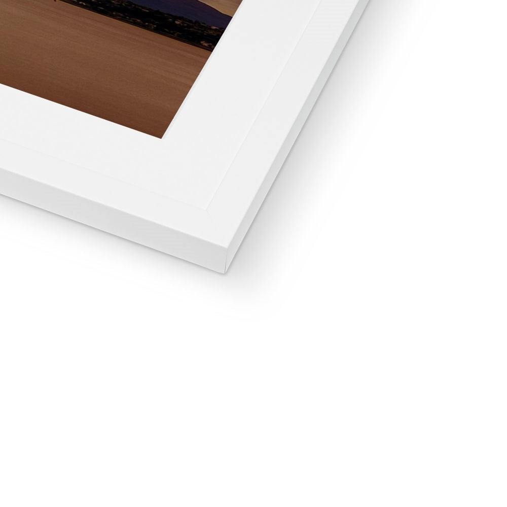 White matte frame with brown Waverley on the Clyde II photo print
