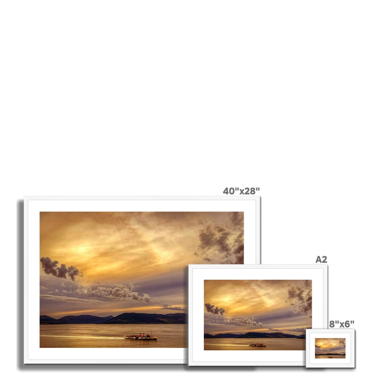 40x28 Inch Framed Sunset Landscape Print The Waverley On The Clyde II