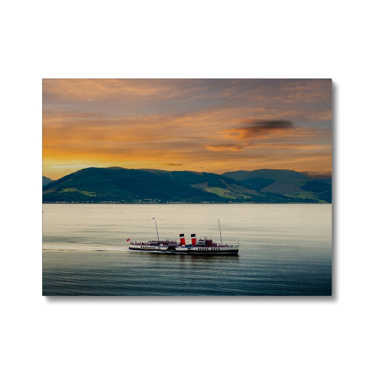Classic black and white Waverley steamship model on Clyde canvas print