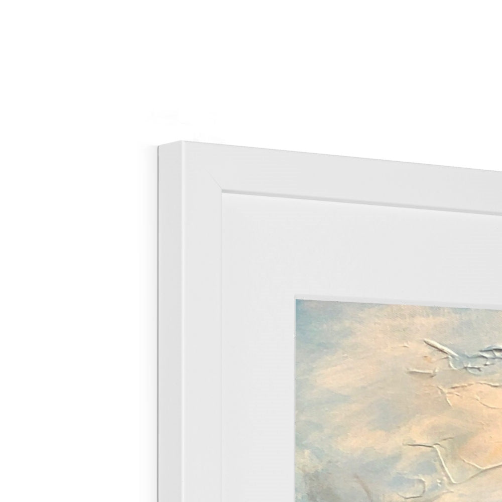 White framed abstract art print in pastel blue and peach, Westfjords Iceland