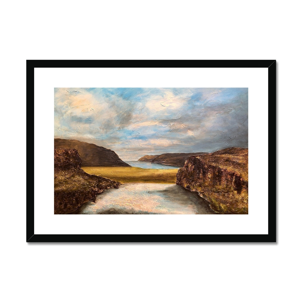 Westfjords Iceland Painting | Framed & Mounted Prints From Scotland-Framed & Mounted Prints-World Art Gallery-A2 Landscape-Black Frame-Paintings, Prints, Homeware, Art Gifts From Scotland By Scottish Artist Kevin Hunter