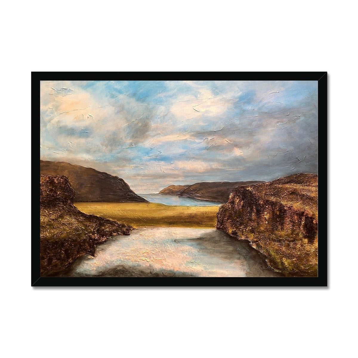 Westfjords Iceland Painting | Framed Prints From Scotland-Framed Prints-World Art Gallery-A2 Landscape-Black Frame-Paintings, Prints, Homeware, Art Gifts From Scotland By Scottish Artist Kevin Hunter