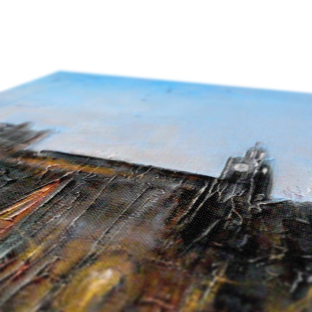 Blue textured rubber mat with black and yellow accents on Winter In Amsterdam canvas print