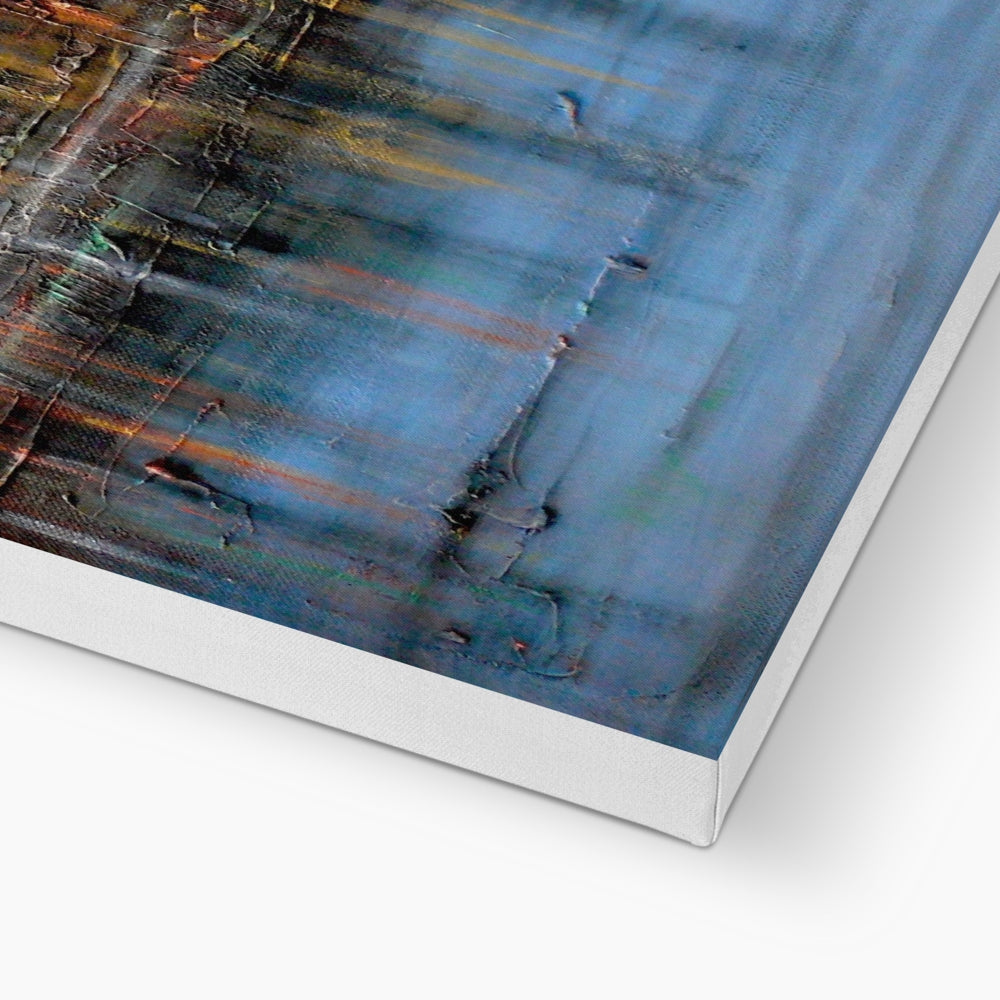 Winter in Amsterdam abstract canvas print in blue black tones