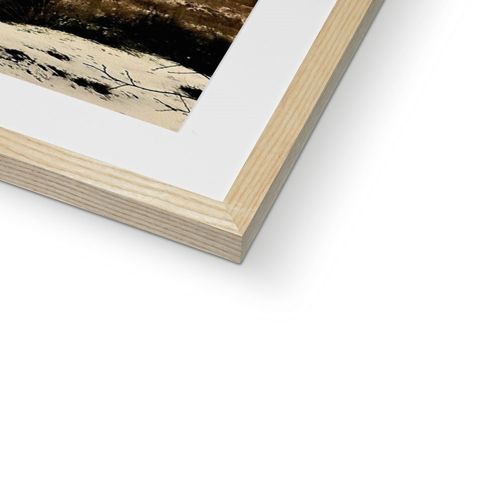 Winter in Glencoe black artwork in wooden frame with white mat