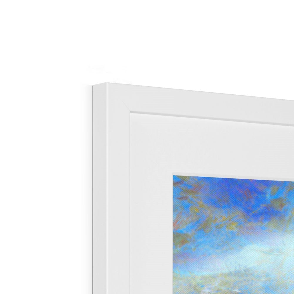 White framed canvas print of abstract blue purple winter highland tree sky