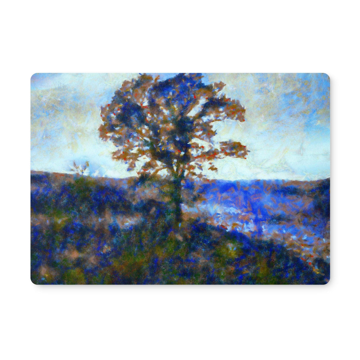 Bluebonnet mouse pad with textured floral pattern on Winter Highland Tree Placemat