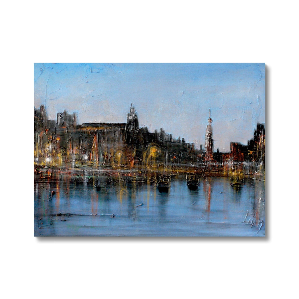 Winter In Amsterdam Painting | Canvas From Scotland-Contemporary Stretched Canvas Prints-World Art Gallery-24"x18"-Paintings, Prints, Homeware, Art Gifts From Scotland By Scottish Artist Kevin Hunter