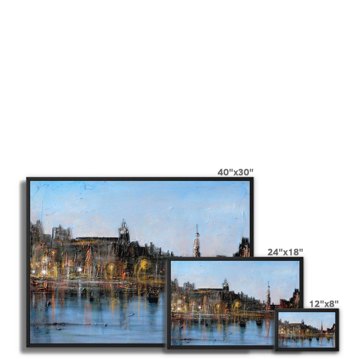 Winter In Amsterdam Painting | Framed Canvas From Scotland-Floating Framed Canvas Prints-World Art Gallery-Paintings, Prints, Homeware, Art Gifts From Scotland By Scottish Artist Kevin Hunter