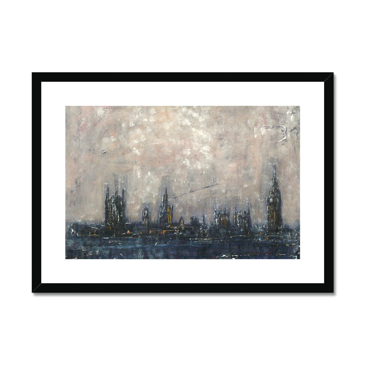 Winter In London Painting | Framed & Mounted Prints From Scotland-Framed & Mounted Prints-World Art Gallery-A2 Landscape-Black Frame-Paintings, Prints, Homeware, Art Gifts From Scotland By Scottish Artist Kevin Hunter