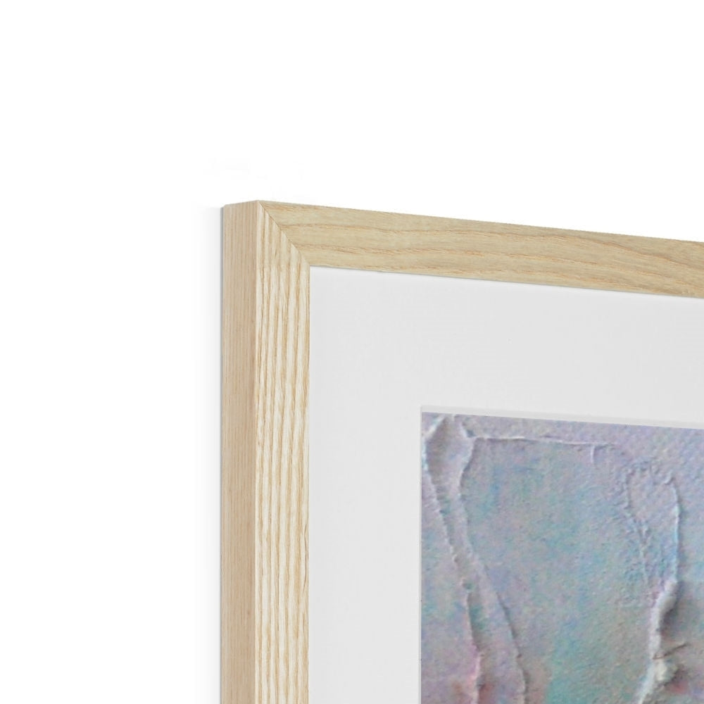 Light oak frame with white mat and abstract Winter Wood Fontainebleau print